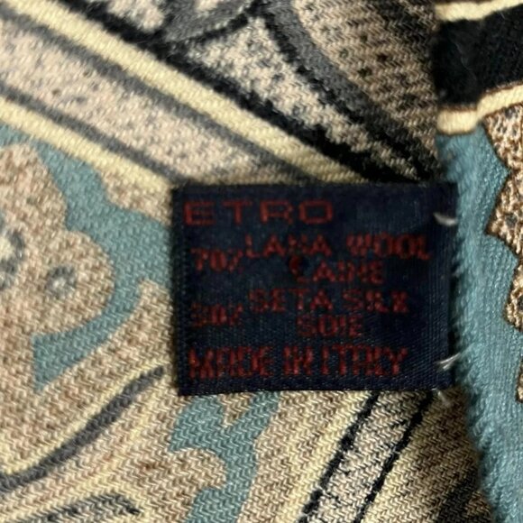 Auth ETRO - Dark Gray Pink Multi Wool Silk Scarf - Picture 3 of 6